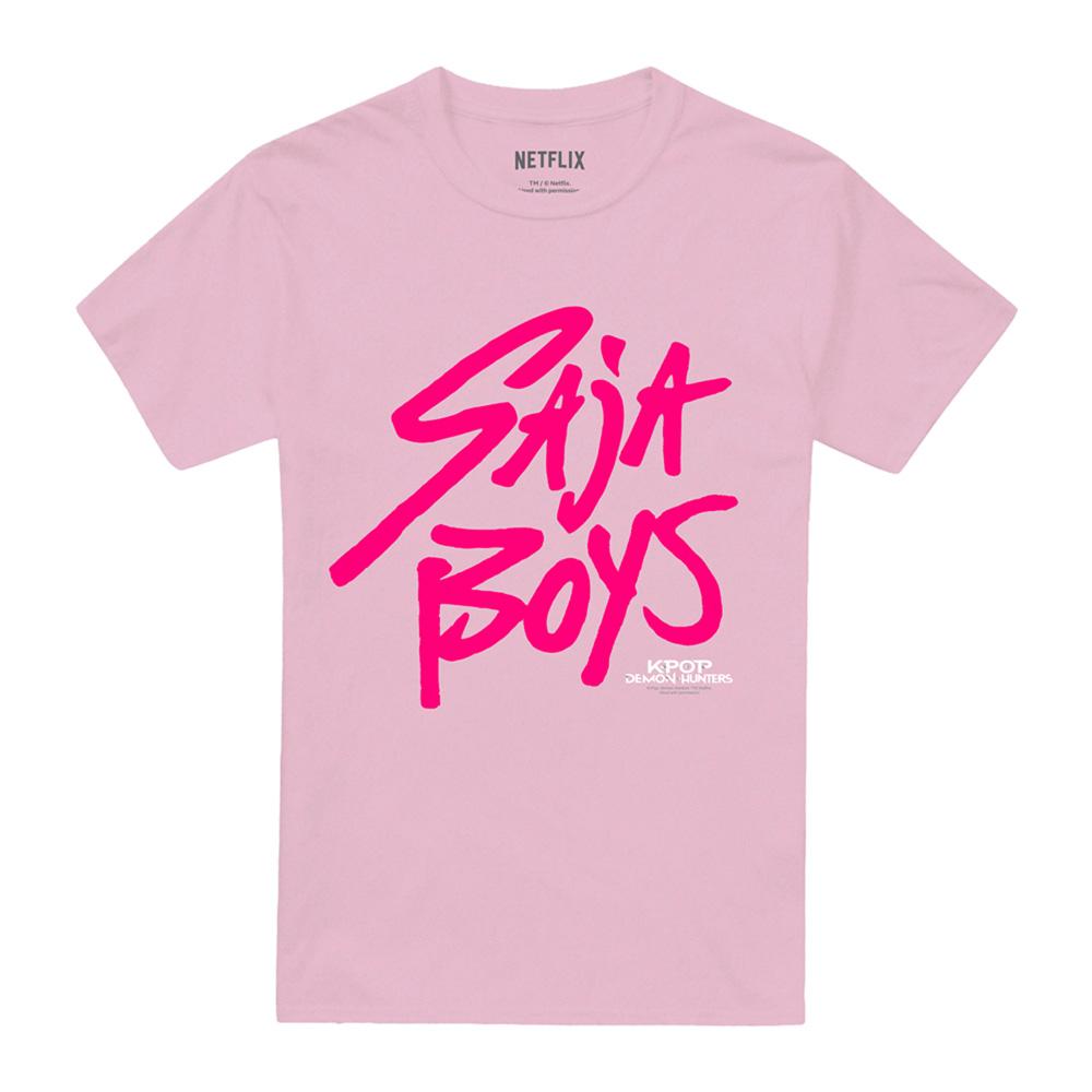 Light Pink - Front - K-Pop Demon Hunters Unisex Adult Saja Boys Logo T-Shirt