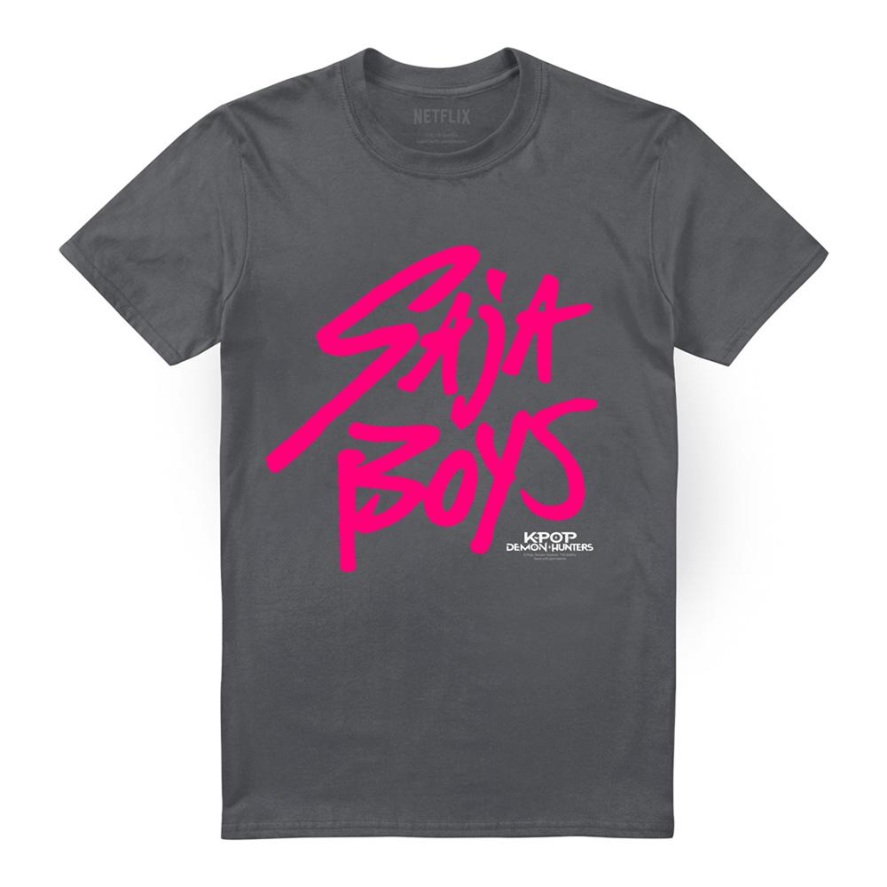 Charcoal - Front - K-Pop Demon Hunters Unisex Adult Saja Boys Logo T-Shirt