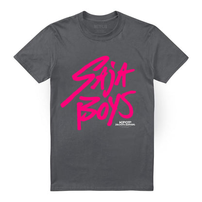 Charcoal - Front - K-Pop Demon Hunters Unisex Adult Saja Boys Logo T-Shirt