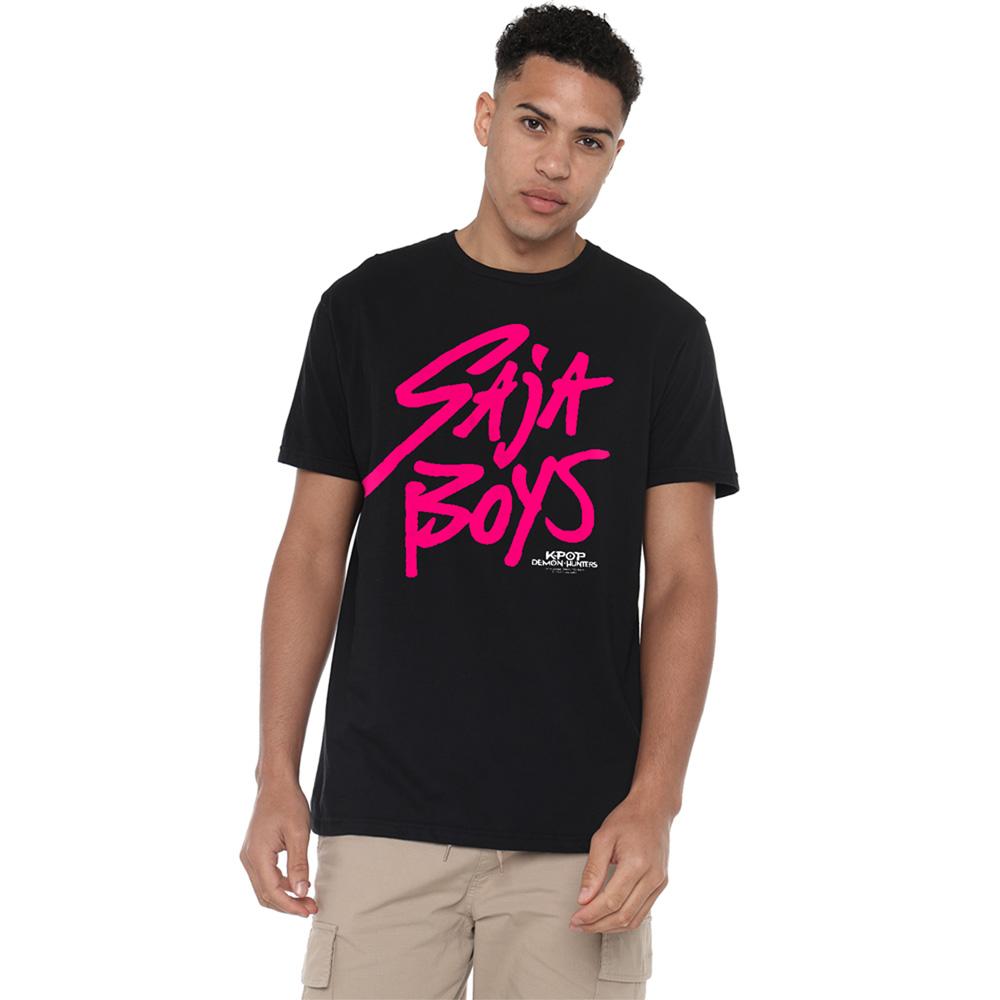 Black-Pink - Front - K-Pop Demon Hunters Unisex Adult Saja Boys Logo T-Shirt