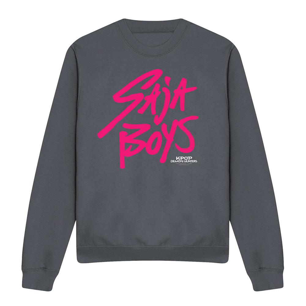 Charcoal - Front - K-Pop Demon Hunters Unisex Adult Saja Boys Logo Sweatshirt