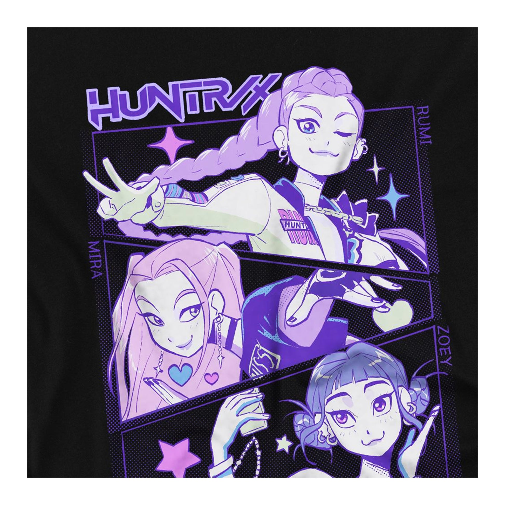 Black - Side - K-Pop Demon Hunters Childrens-Kids Huntr-X Anime T-Shirt