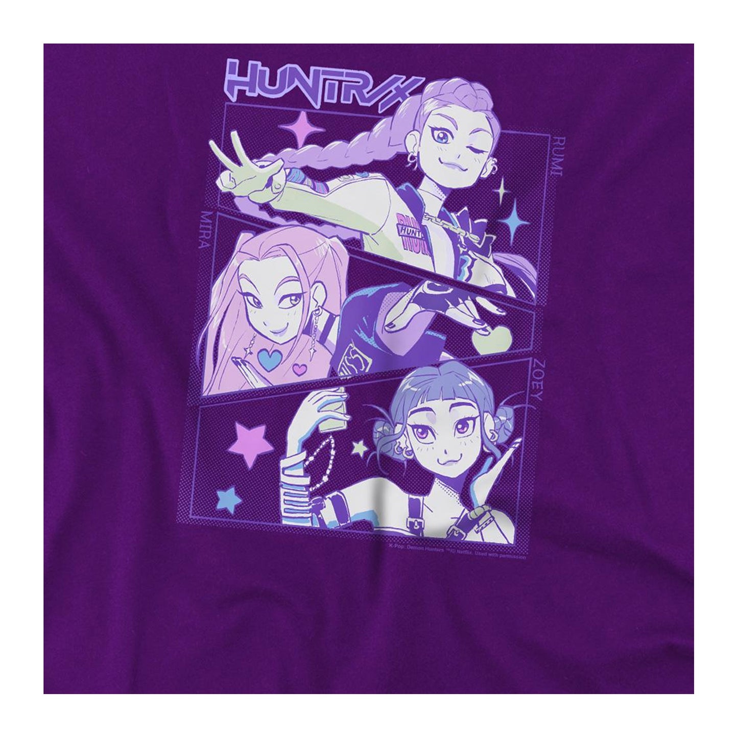 Purple - Side - K-Pop Demon Hunters Childrens-Kids Huntr-X Anime T-Shirt