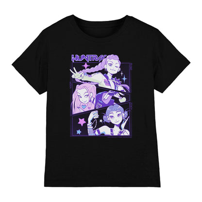 Black - Front - K-Pop Demon Hunters Childrens-Kids Huntr-X Anime T-Shirt