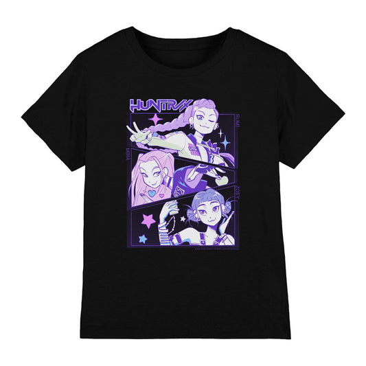 Black - Front - K-Pop Demon Hunters Childrens-Kids Huntr-X Anime T-Shirt