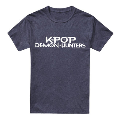 Navy - Front - K-Pop Demon Hunters Unisex Adult Logo Heather T-Shirt