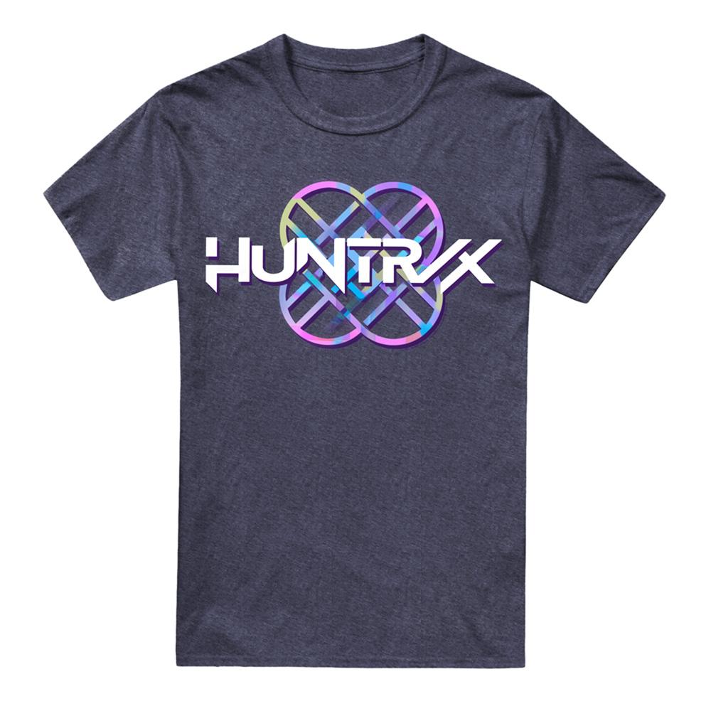 Navy - Front - K-Pop Demon Hunters Unisex Adult Huntr-X Pastel Heather Logo T-Shirt