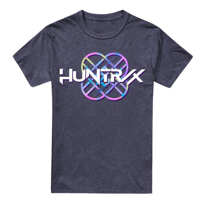 Navy - Front - K-Pop Demon Hunters Unisex Adult Huntr-X Pastel Heather Logo T-Shirt