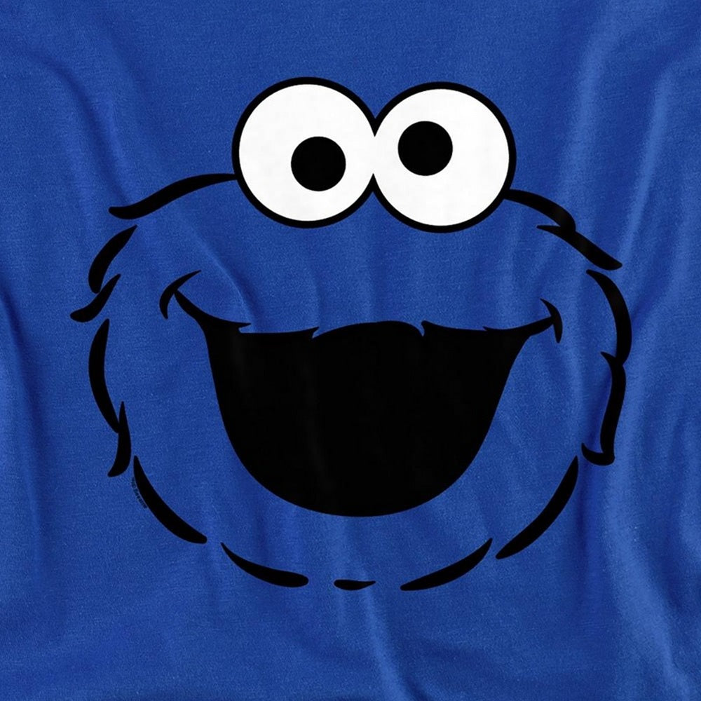 Royal Blue - Side - Sesame Street Mens Cookie Monster Face Long-Sleeved T-Shirt