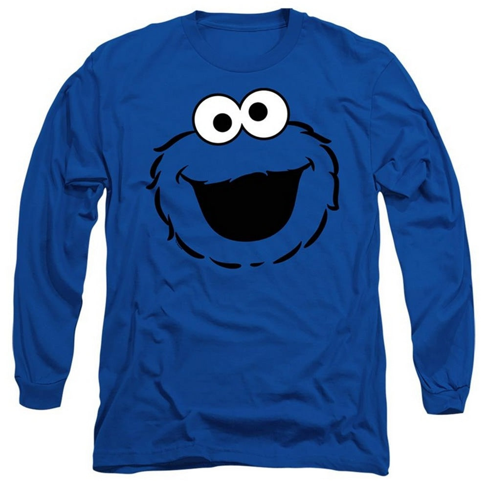 Royal Blue - Front - Sesame Street Mens Cookie Monster Face Long-Sleeved T-Shirt