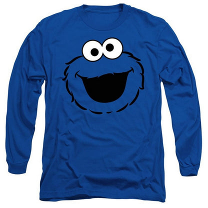 Royal Blue - Front - Sesame Street Mens Cookie Monster Face Long-Sleeved T-Shirt