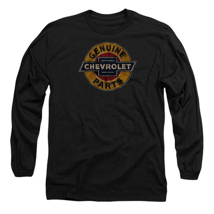 Black - Front - Chevrolet Mens Genuine Chevy Parts Sign Distressed Long-Sleeved T-Shirt