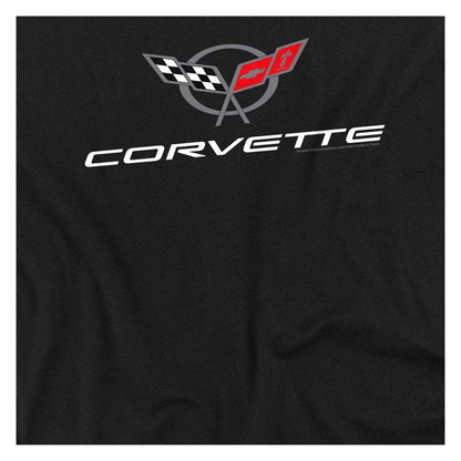 Black - Side - Chevrolet Mens Corvette Emblem Long-Sleeved T-Shirt