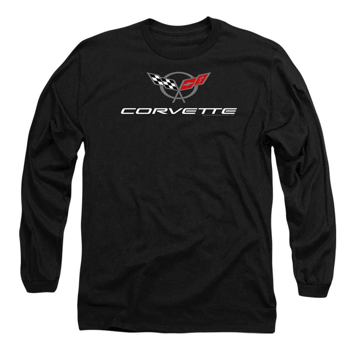 Black - Front - Chevrolet Mens Corvette Emblem Long-Sleeved T-Shirt