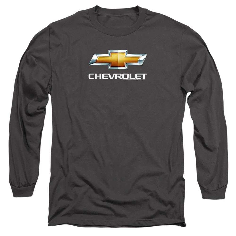Charcoal - Back - Chevrolet Mens Stacked Logo Long-Sleeved T-Shirt