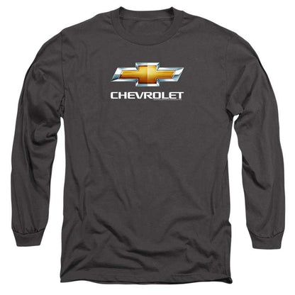 Charcoal - Back - Chevrolet Mens Stacked Logo Long-Sleeved T-Shirt