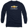 Navy - Front - Chevrolet Mens Stacked Logo Long-Sleeved T-Shirt