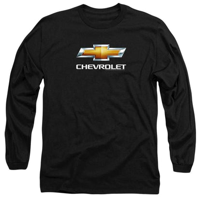Black - Front - Chevrolet Mens Stacked Logo Long-Sleeved T-Shirt
