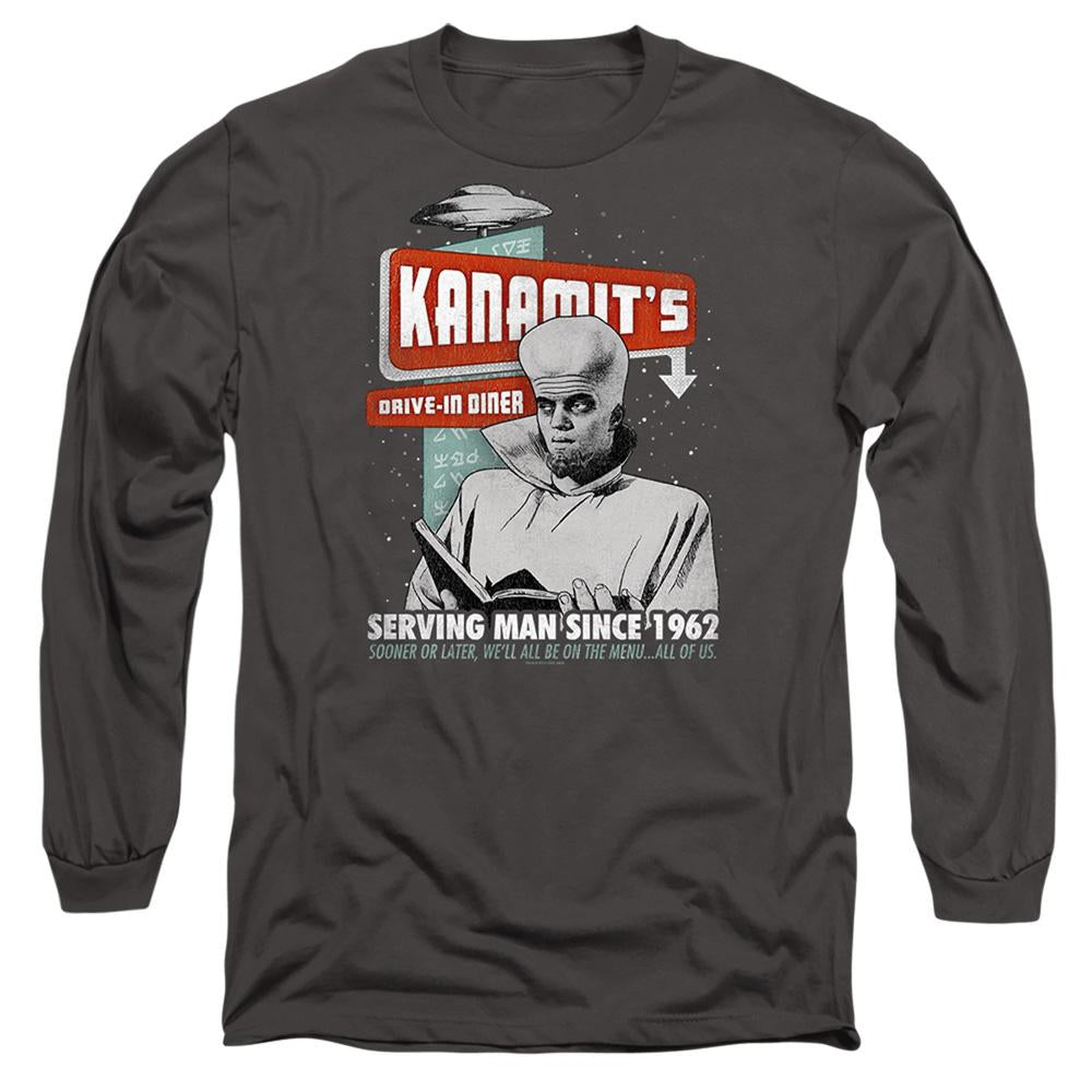 Charcoal - Front - The Twilight Zone Mens Kanamits Diner Long-Sleeved T-Shirt