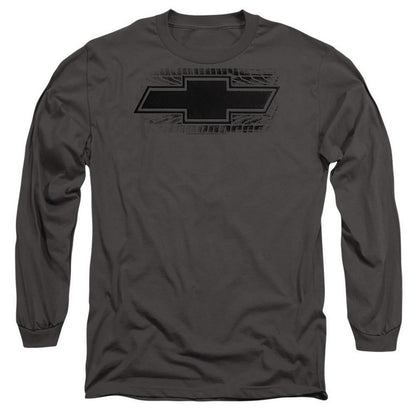 Charcoal - Front - Chevrolet Mens Bowtie Burnout Long-Sleeved T-Shirt