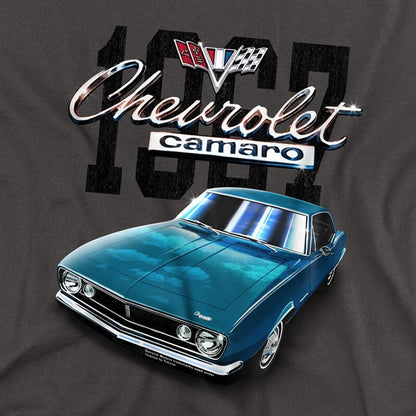 Charcoal - Side - Chevrolet Mens Classic Camaro Long-Sleeved T-Shirt