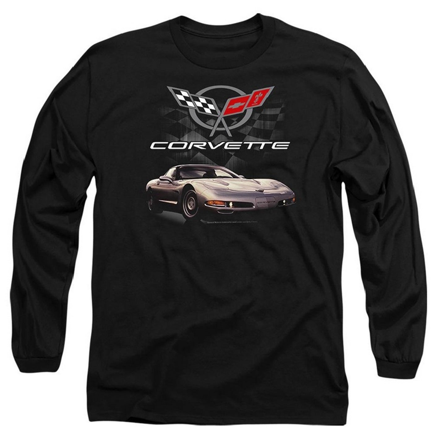 Black - Front - Chevrolet Mens Checkered Long-Sleeved T-Shirt