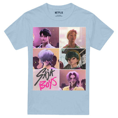 Sky Blue - Front - K-Pop Demon Hunters Unisex Adult Era Saja Boys Grid T-Shirt