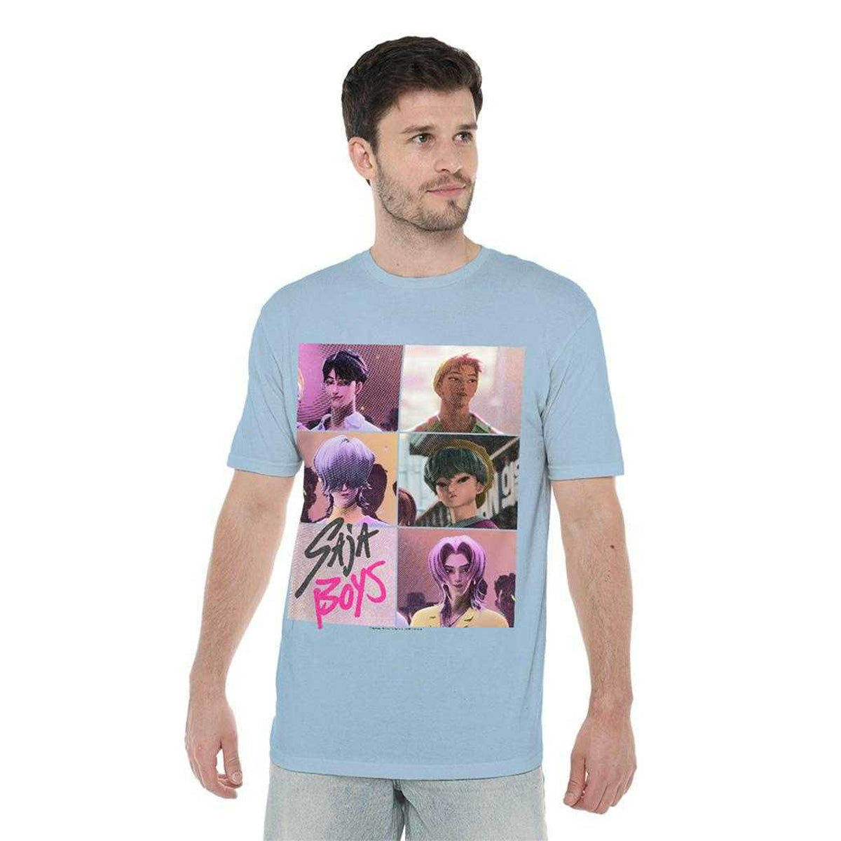 Sky Blue - Side - K-Pop Demon Hunters Unisex Adult Era Saja Boys Grid T-Shirt
