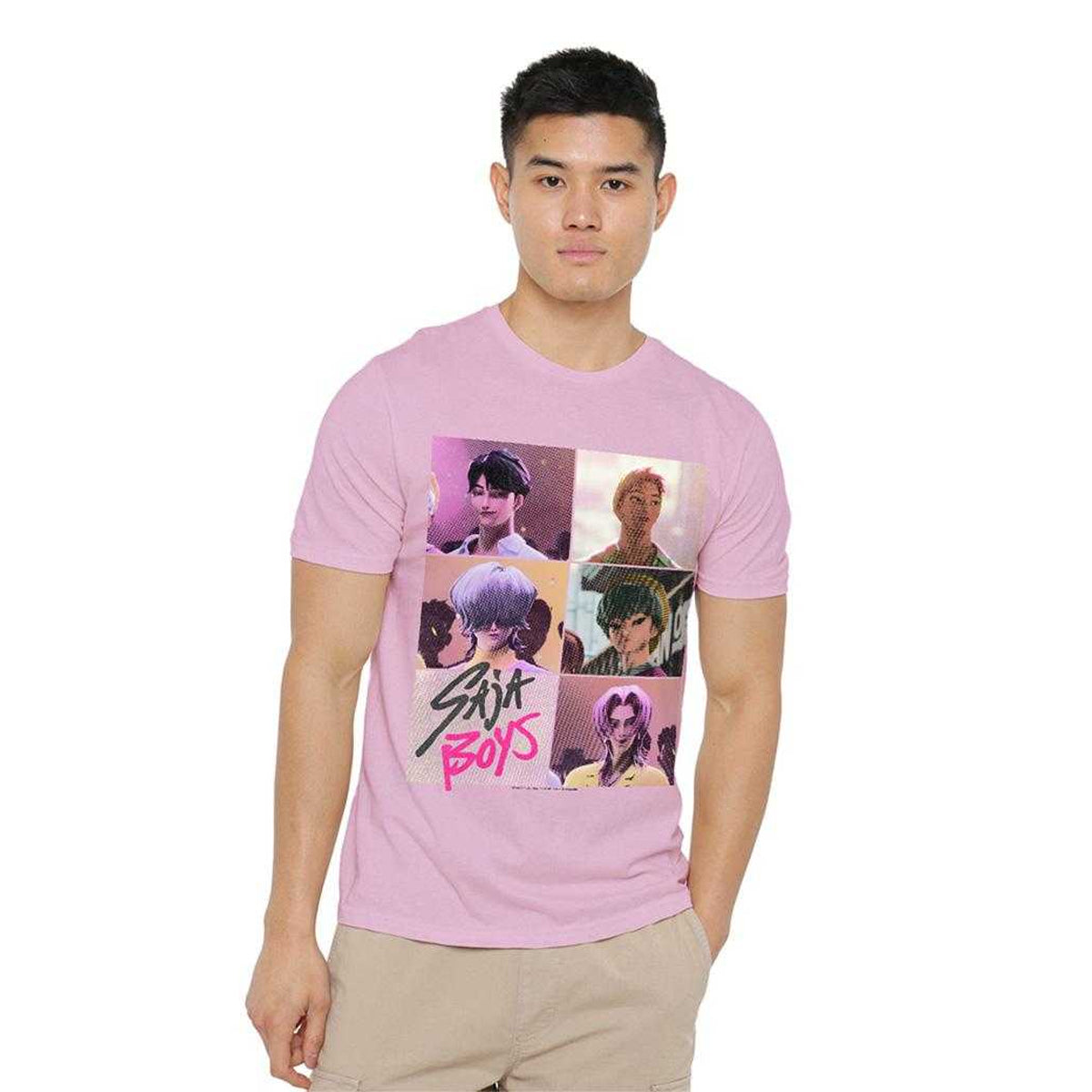Light Pink - Side - K-Pop Demon Hunters Unisex Adult Era Saja Boys Grid T-Shirt