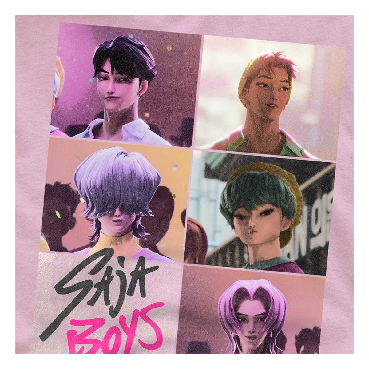 Light Pink - Pack Shot - K-Pop Demon Hunters Unisex Adult Era Saja Boys Grid T-Shirt