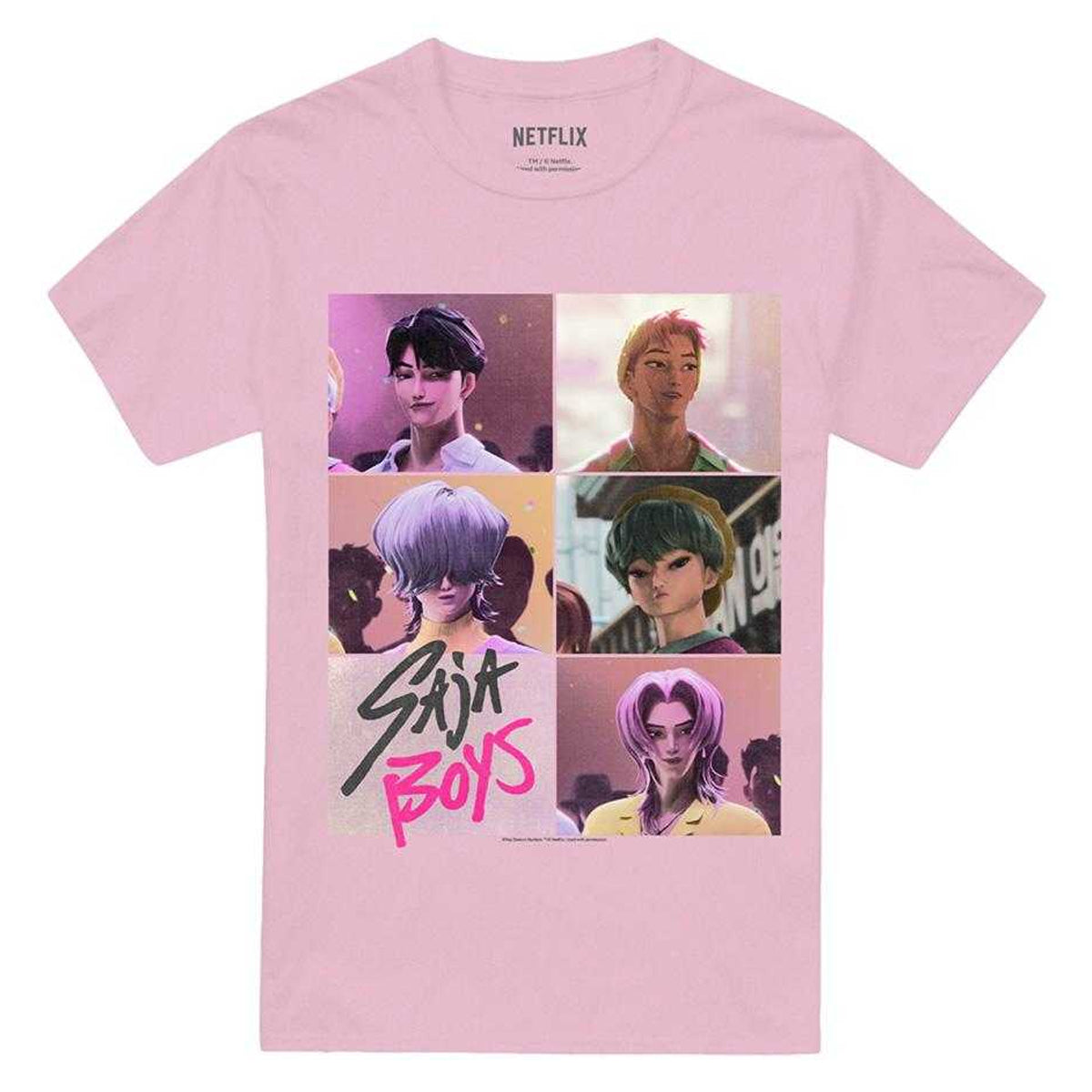 Light Pink - Front - K-Pop Demon Hunters Unisex Adult Era Saja Boys Grid T-Shirt