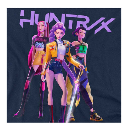 Navy - Pack Shot - K-Pop Demon Hunters Unisex Adult Huntr-X Group Shot Back Print T-Shirt