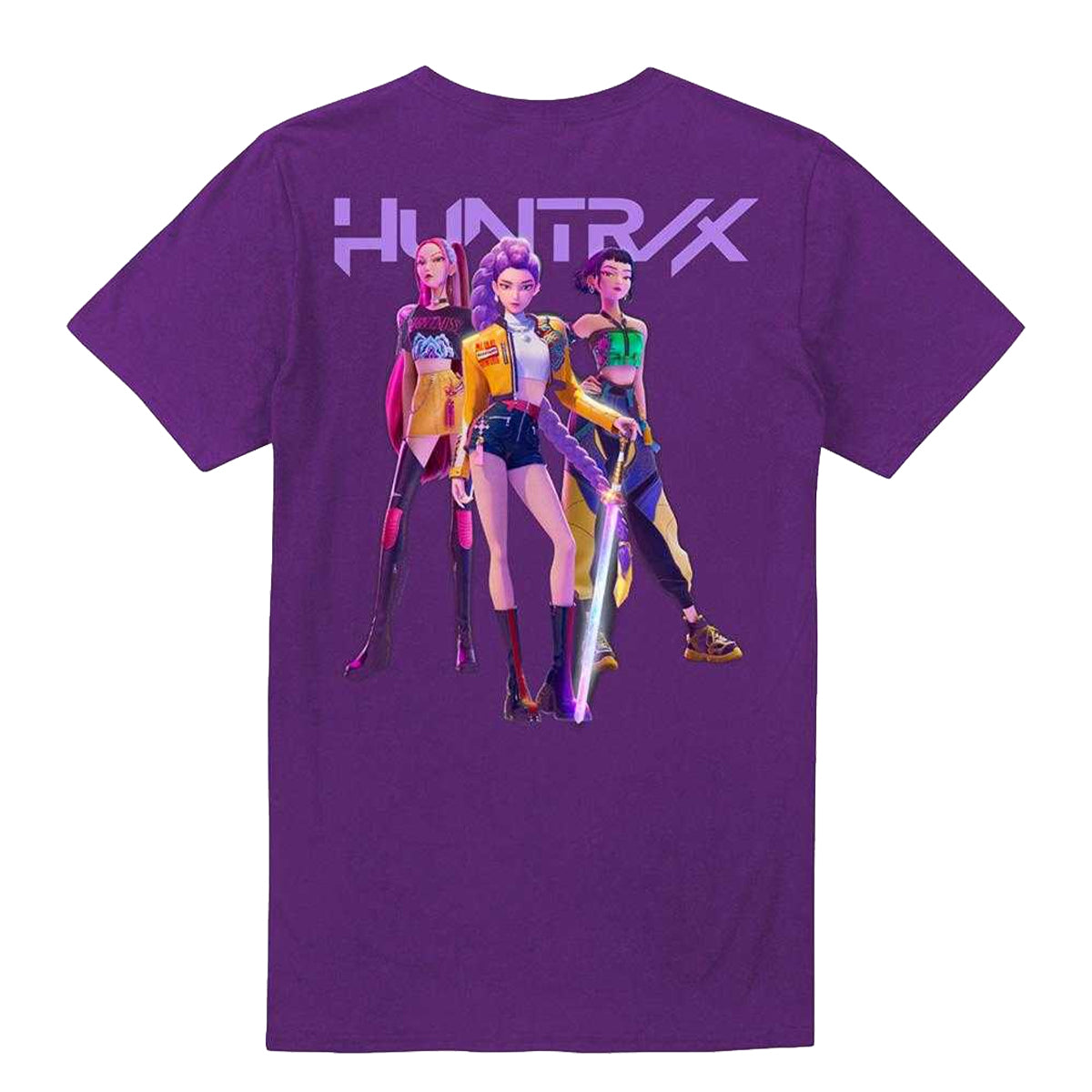 White - Front - K-Pop Demon Hunters Unisex Adult Huntr-X Group Shot Back Print T-Shirt