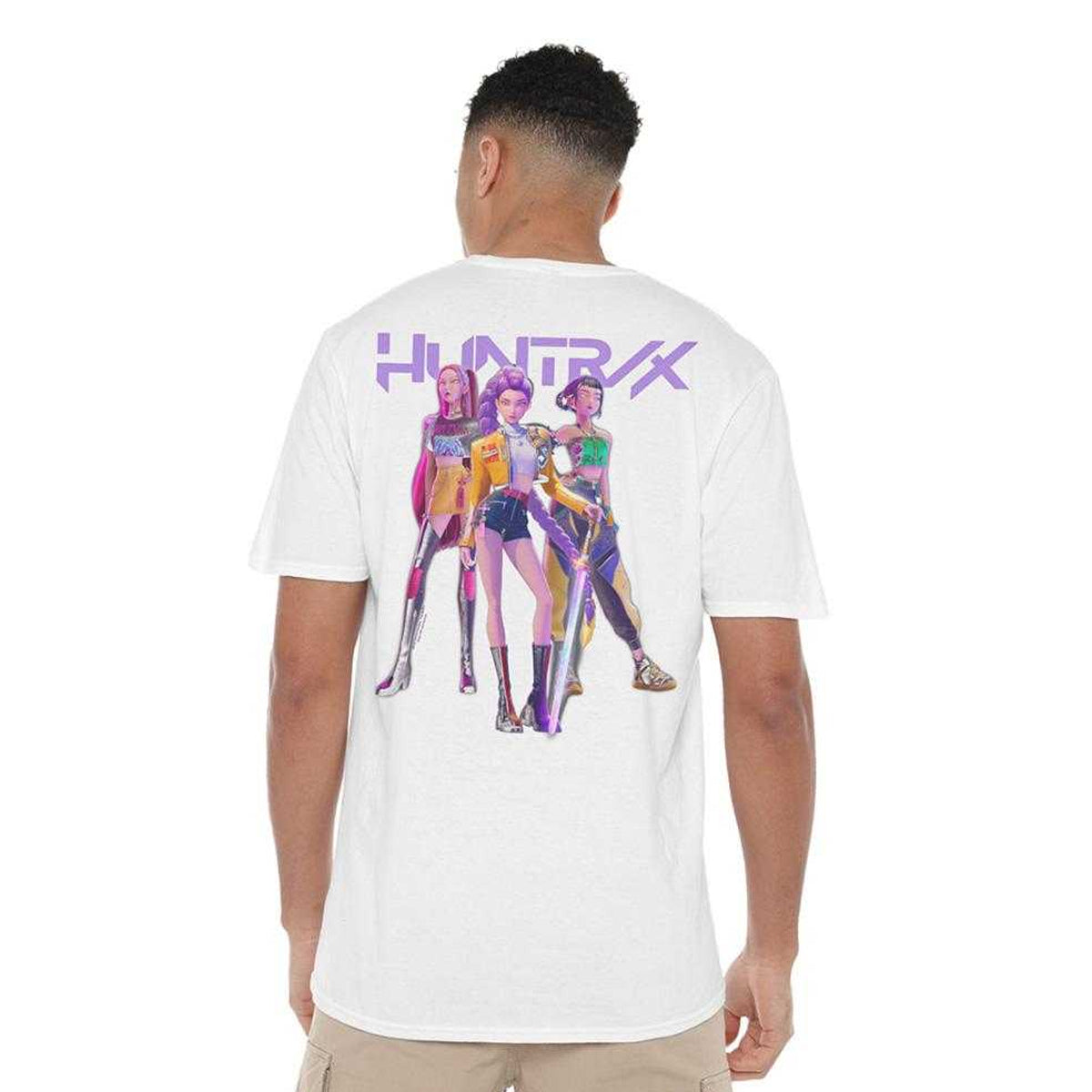 White - Pack Shot - K-Pop Demon Hunters Unisex Adult Huntr-X Group Shot Back Print T-Shirt