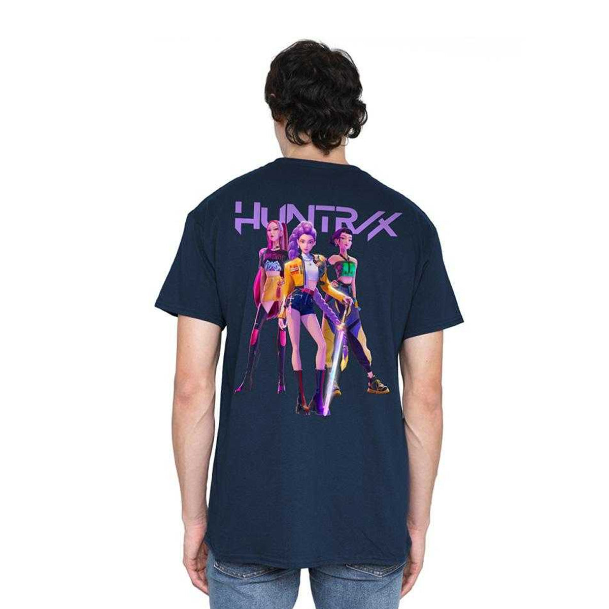 Navy - Lifestyle - K-Pop Demon Hunters Unisex Adult Huntr-X Group Shot Back Print T-Shirt