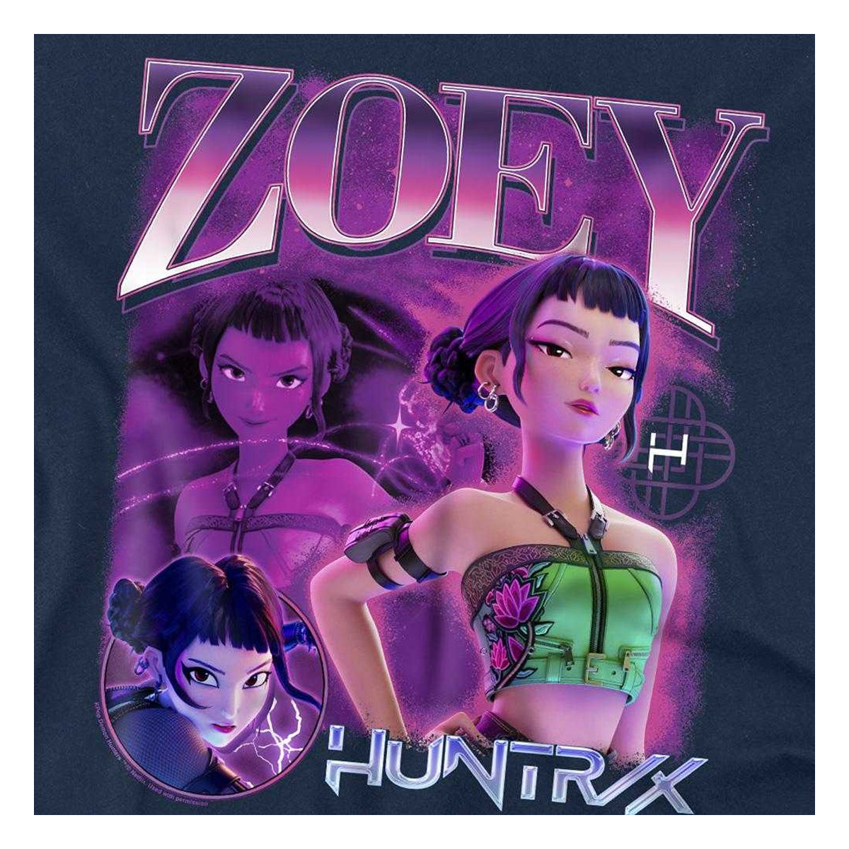 Navy - Pack Shot - K-Pop Demon Hunters Unisex Adult Huntr-X Zoey Bootleg T-Shirt