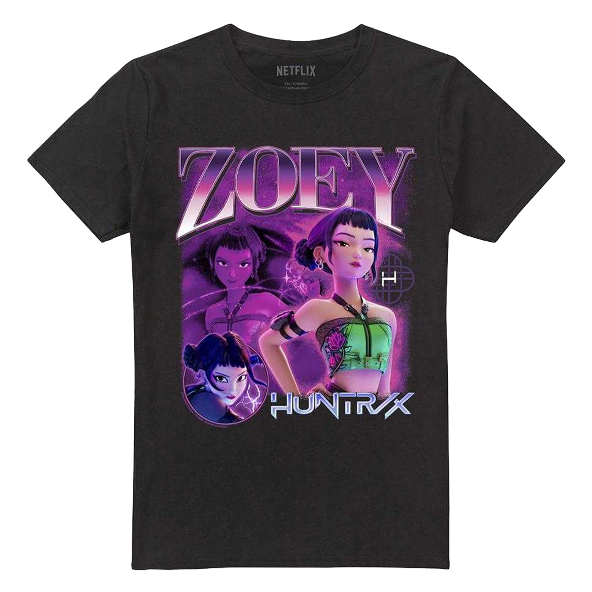 Black - Front - K-Pop Demon Hunters Unisex Adult Huntr-X Zoey Bootleg T-Shirt