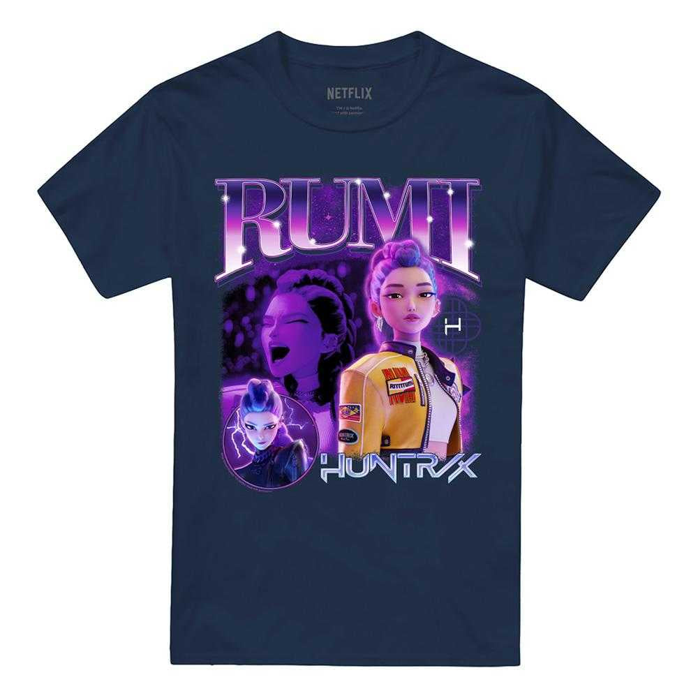 Navy - Front - K-Pop Demon Hunters Unisex Adult Huntr-X Rumi T-Shirt