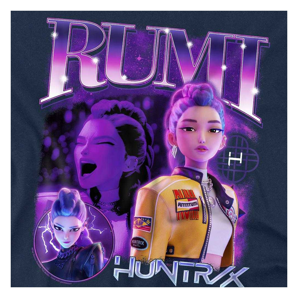 Navy - Side - K-Pop Demon Hunters Unisex Adult Huntr-X Rumi T-Shirt
