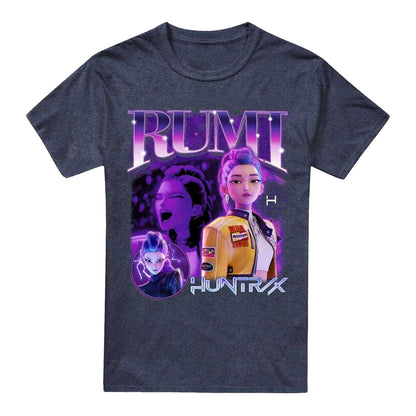 Heather Navy - Front - K-Pop Demon Hunters Unisex Adult Huntr-X Rumi T-Shirt