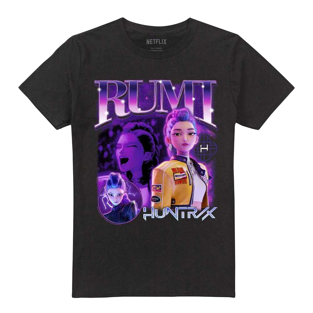 Black - Front - K-Pop Demon Hunters Unisex Adult Huntr-X Rumi T-Shirt