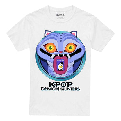 White - Front - K-Pop Demon Hunters Unisex Adult Save The Date Derpy Tiger Cartoon T-Shirt