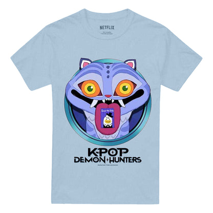 Sky Blue - Front - K-Pop Demon Hunters Unisex Adult Save The Date Derpy Tiger Cartoon T-Shirt