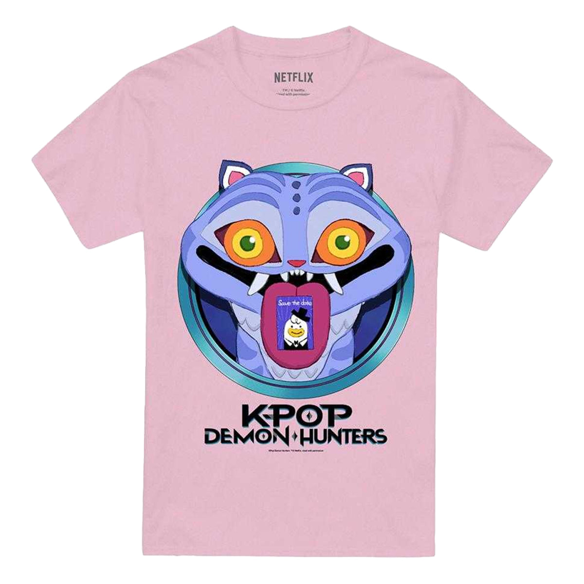 Light Pink - Front - K-Pop Demon Hunters Unisex Adult Save The Date Derpy Tiger Cartoon T-Shirt