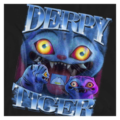 Black - Side - K-Pop Demon Hunters Womens-Ladies Derpy Tiger Bootleg T-Shirt