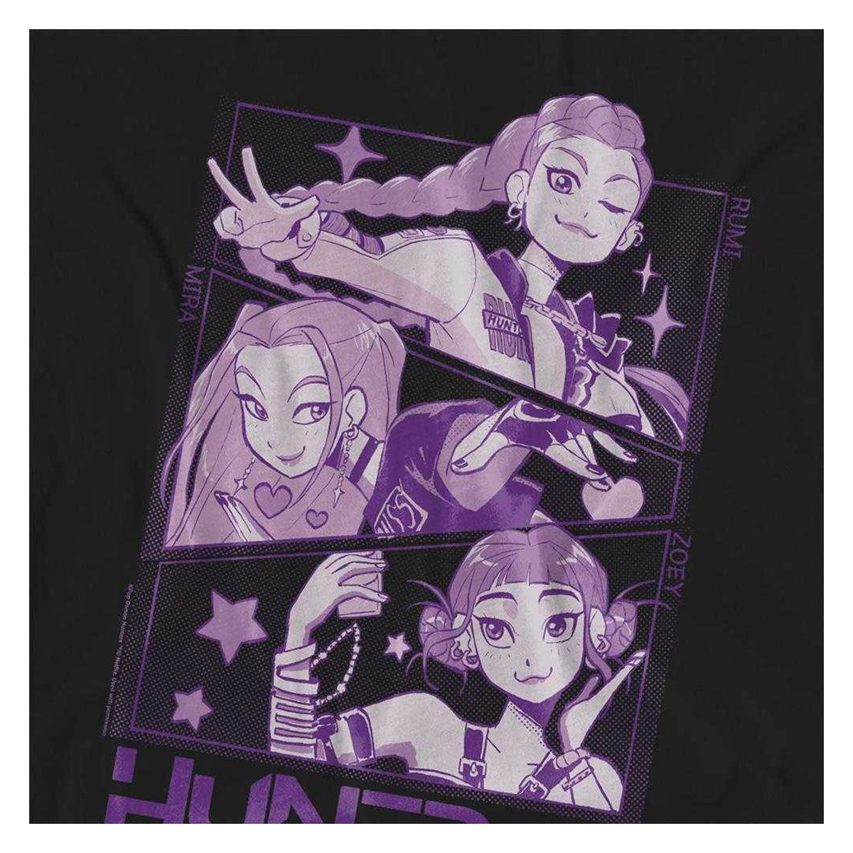 Black - Side - K-Pop Demon Hunters Womens-Ladies Huntr-X Panels T-Shirt