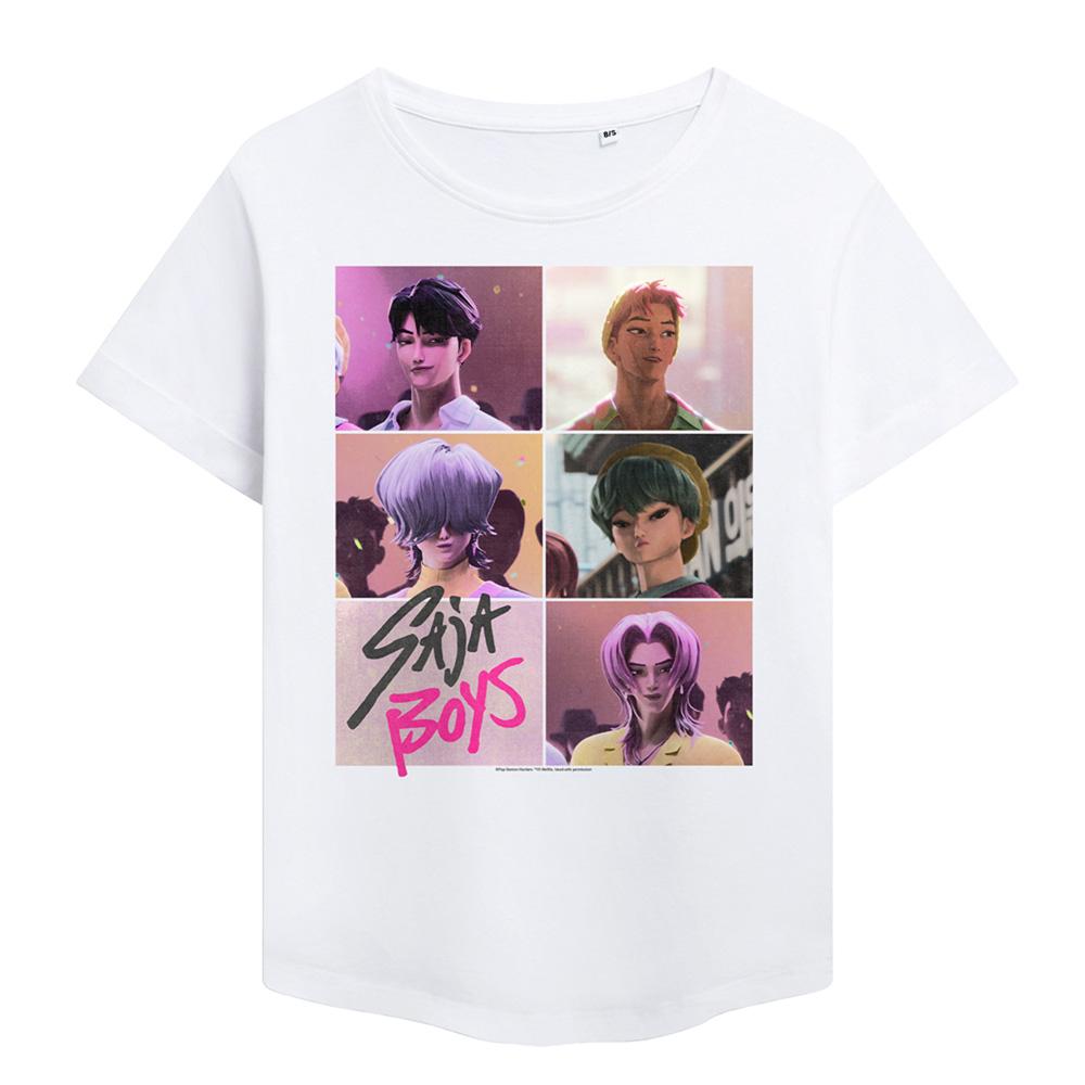 White - Front - K-Pop Demon Hunters Womens-Ladies Saja Boys Grid Fashion T-Shirt