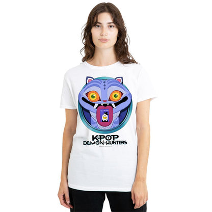 White - Lifestyle - K-Pop Demon Hunters Womens-Ladies Save The Date Derpy Tiger Cartoon T-Shirt