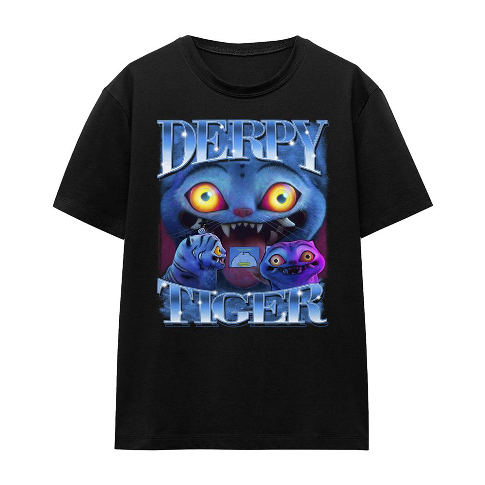 Black - Front - K-Pop Demon Hunters Womens-Ladies Derpy Tiger T-Shirt