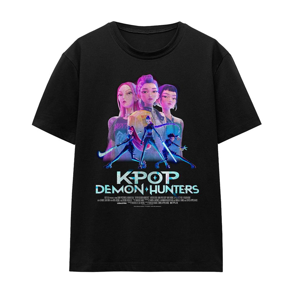 Black - Front - K-Pop Demon Hunters Womens-Ladies Huntr-X Poster T-Shirt